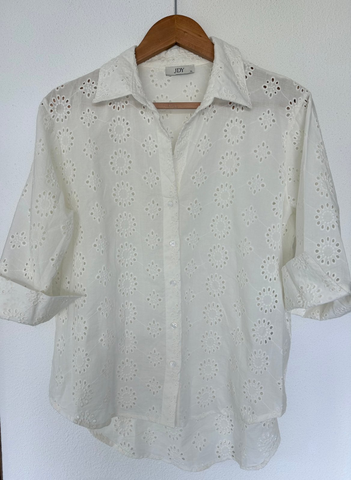JDY blouse met kant off white mt 42, Ophalen of Verzenden, Zo goed als nieuw, Maat 42/44 (L), Wit