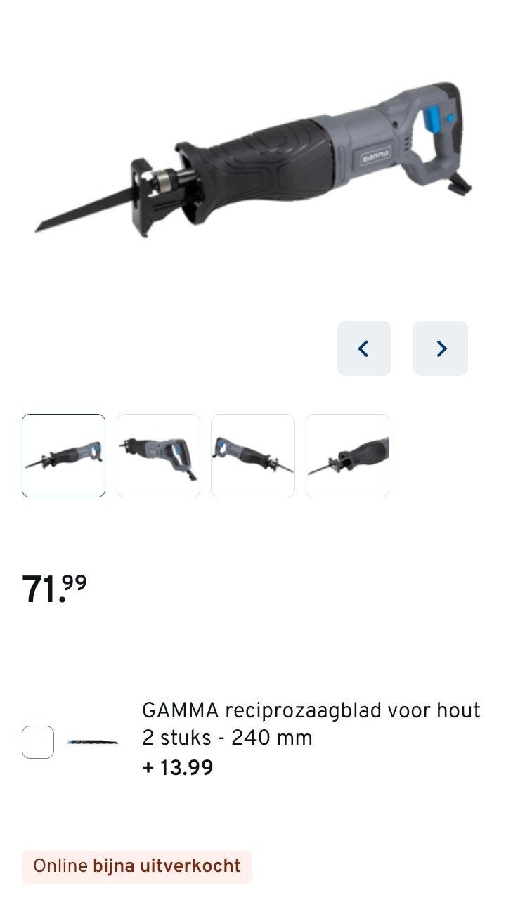 RECIPROZAAG + 6 zaagjes, Ophalen, Gebruikt, 70 mm of meer, 600 tot 1200 watt