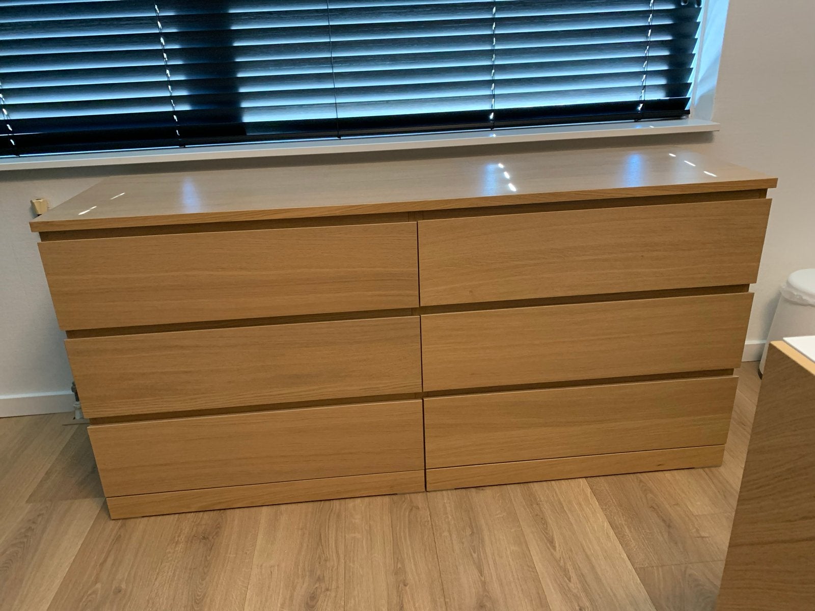 IKEA MALM Ladekast met 6 laden - eikenfineer, Ophalen, 100 tot 150 cm, 5 laden of meer, Zo goed als nieuw