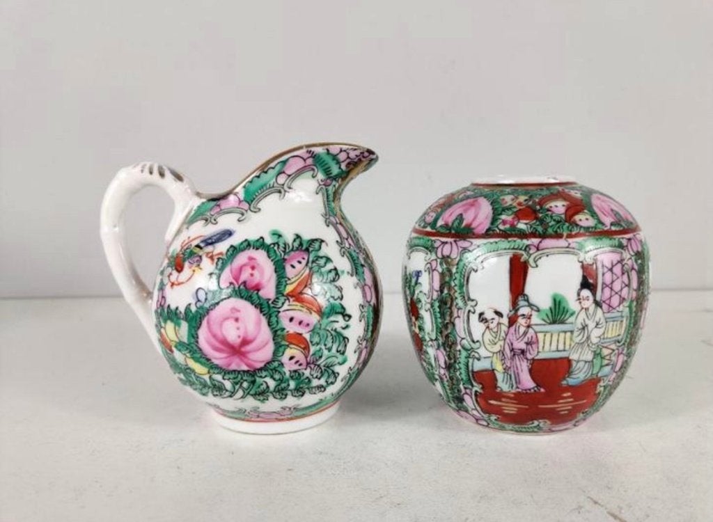 Familie Rose - Chinees melk- en suikerset, Antiek en Kunst, Verzenden