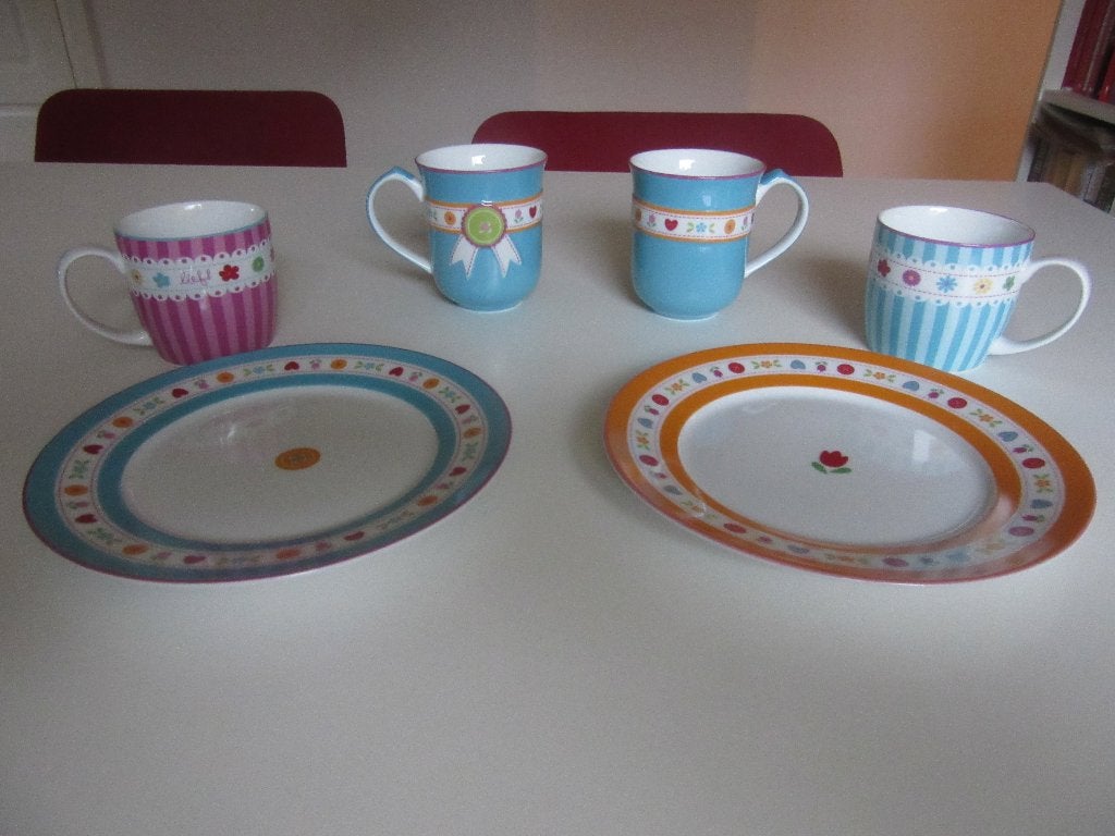 4x mok beker kop + 2x bord LIEF life lifestyle nieuwstaat, Overige materialen, Overige merken, Ophalen of Verzenden, Zo goed als nieuw