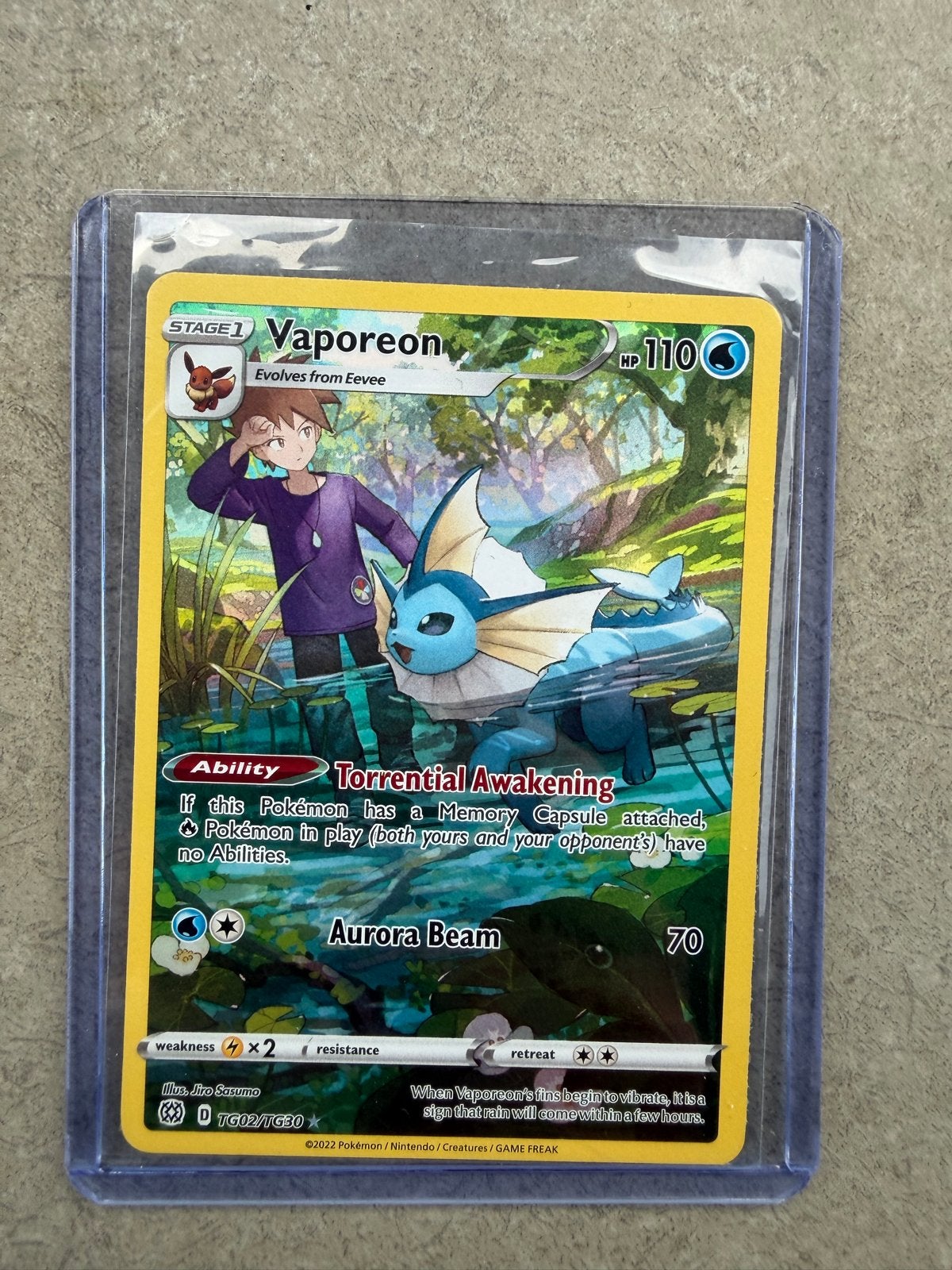 Vaporeon Pokémon Kaart TG02/TG30 - nieuw, Ophalen of Verzenden, Nieuw, Losse kaart
