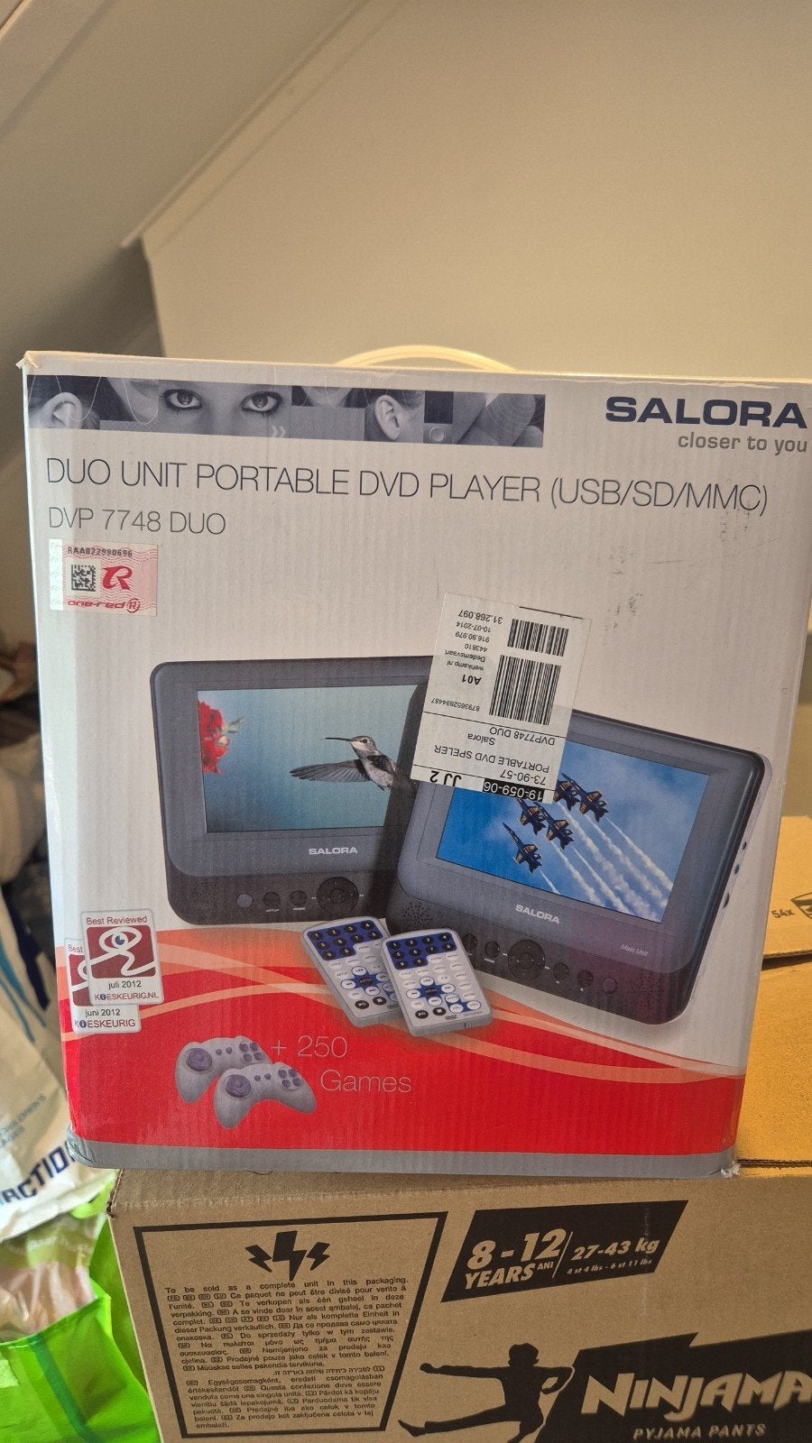 Salora DVP 7748 Duo Draagbare DVD-speler met 2 schermen, Gebruikt, Draagbaar, Ophalen of Verzenden, Overige merken