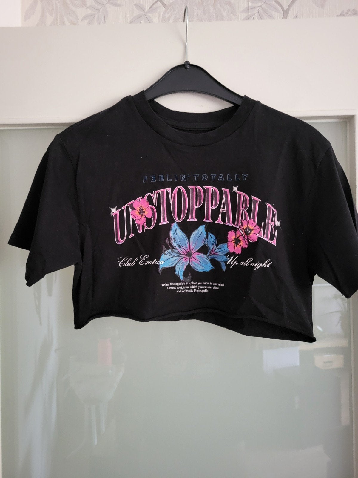 Zwarte cropped top met bloemenprint van Tally Weijl, Tally Weijl, Zwart, Nieuw, Ophalen of Verzenden