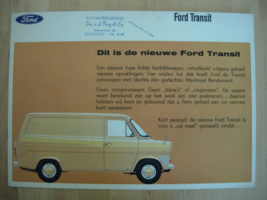 Ford Transit Brochure 1965, Gelezen, Ford, Ophalen of Verzenden, Ford