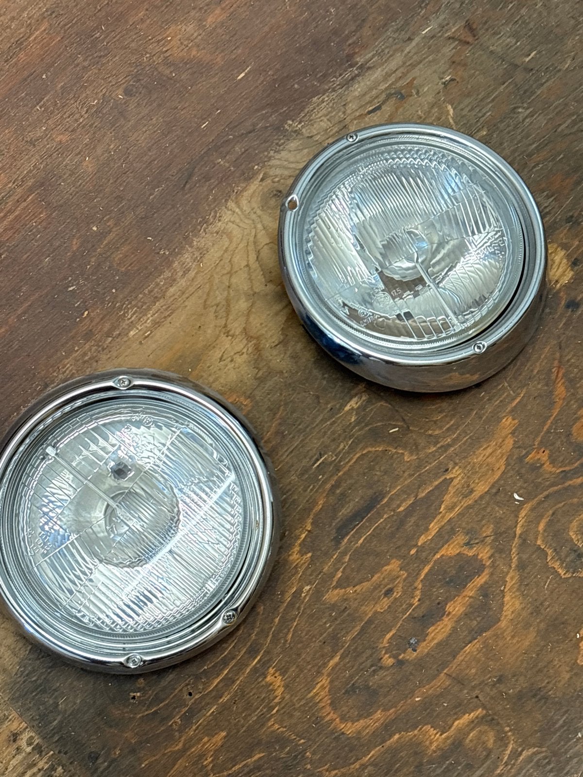 Set van 2 ronde koplampen met chromen rand, Ophalen, Gebruikt, Oldtimer onderdelen