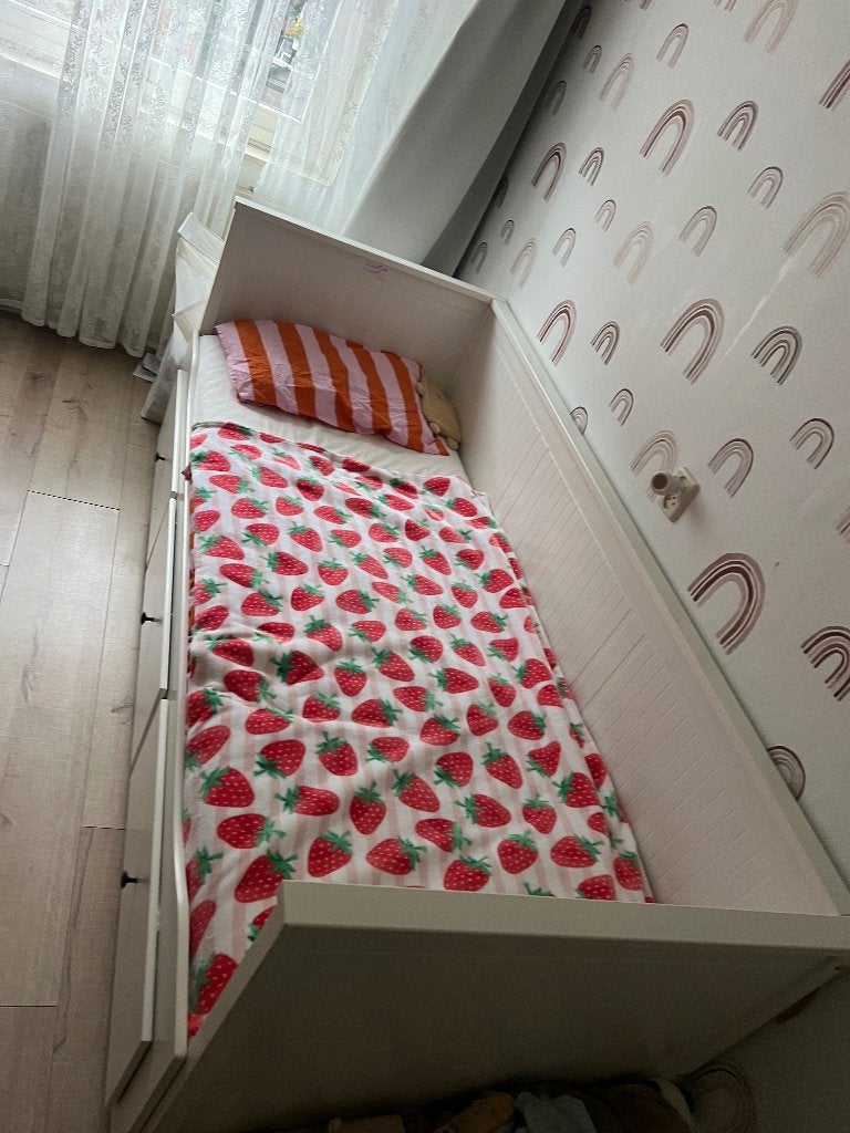 Hemnes ikea bedbank, Ophalen, Gebruikt, 90 cm, Wit