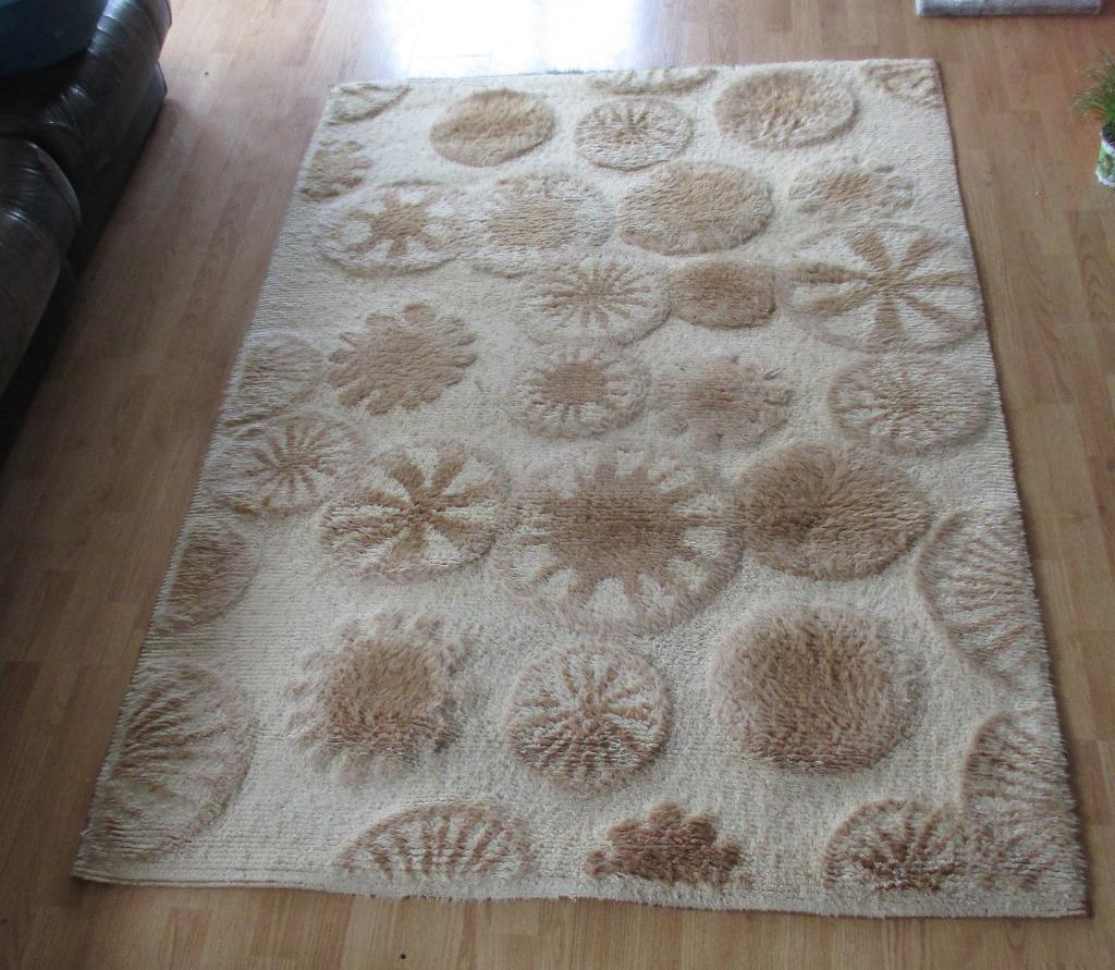 Bergoss jaren 70 reliëf vloerkleed space age design retro, Gebruikt, 100 tot 150 cm, Bruin, Jaren 70 space age vintage design retro 1970s seventies