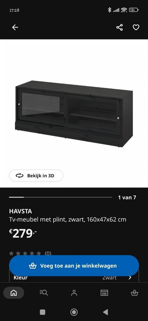 IKEA HAVSTA TV-meubel zwart, gedemonteerd, S-heerenberg, Ophalen, Gebruikt, Modern, Scandinavisch, Glas