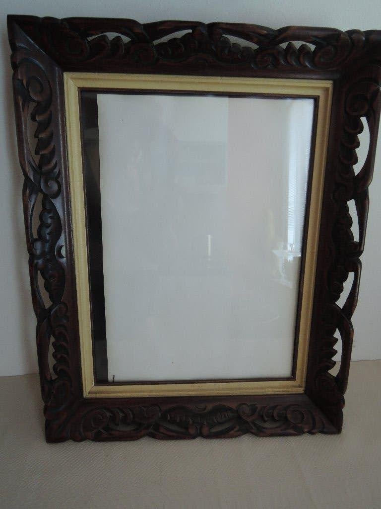 Hele grote ouderwetse houten fotolijst met glas, Audio, Tv en Foto, Fotografie | Fotolijsten, Ophalen of Verzenden, Gebruikt, Standaard fotolijst