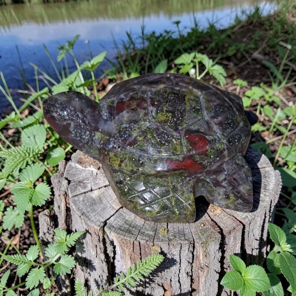 Drakenbloed Jaspis schildpad, Ophalen of Verzenden, Mineraal