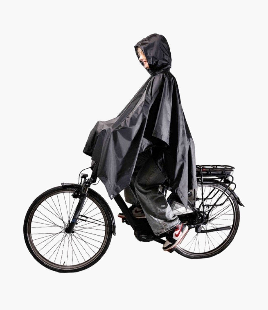 Zwarte waterdichte unisex regenponcho, Ophalen, Zo goed als nieuw, Regenponcho, Heren