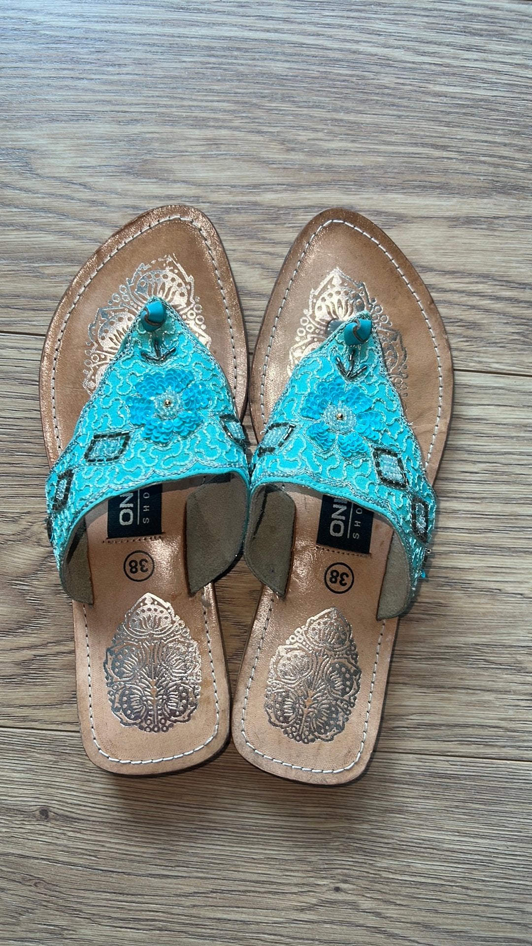 Lederen ONLY SLIPPERS MAAT 38, Ophalen of Verzenden, Zo goed als nieuw, Blauw