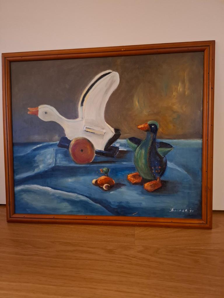 Olieverf schilderij van T. Bakker, Antiek en Kunst, Ophalen of Verzenden