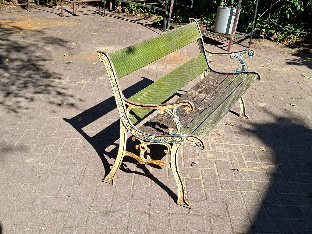 tuinbank gietijzeren poten   HOUT VERVANGEN  svp, Ophalen, Gebruikt, Hout