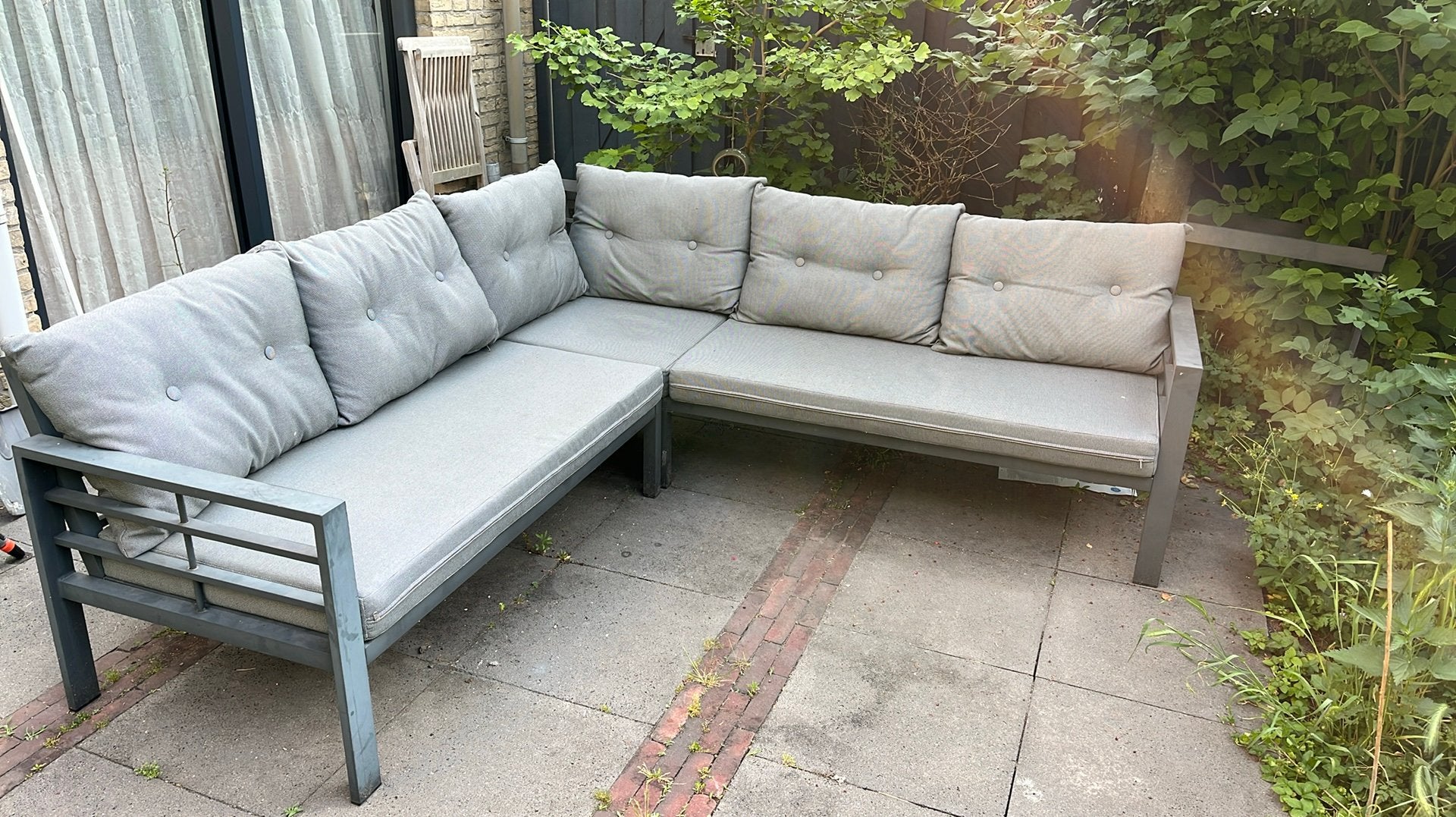 Loungeset / tuinset met kussens, onderhoudsvrij aluminium, Ophalen, Gebruikt, 6 zitplaatsen, Aluminium