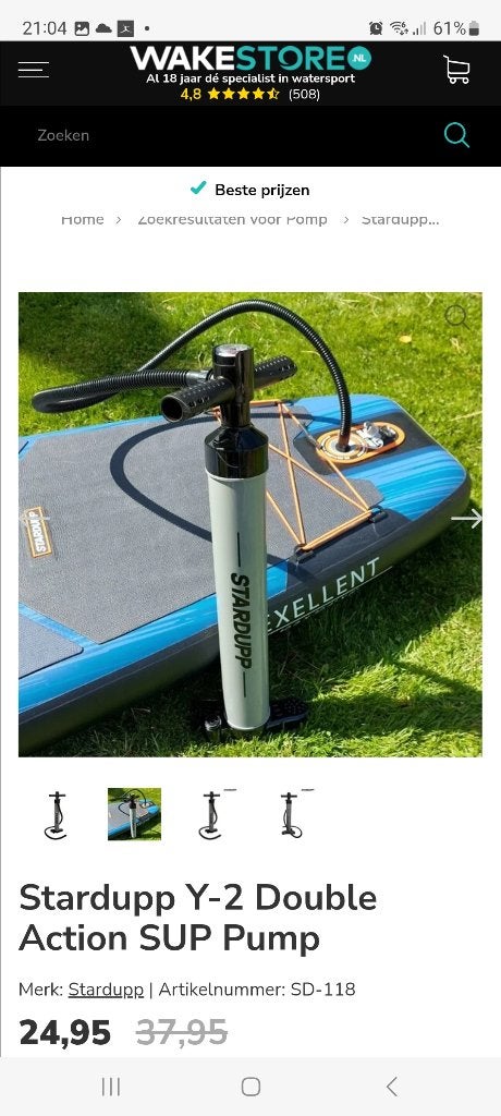 Pomp voor sup - Stardupp Y-2 double action pomp, Ophalen of Verzenden, Nieuw, SUP-accessoire