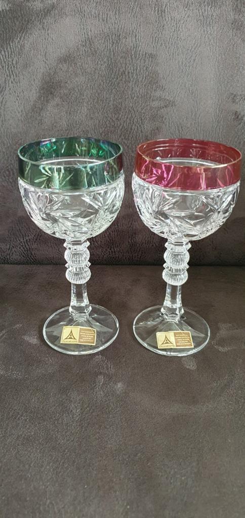 2 Vintage kristallen wijnglazen Annahutte, Antiek en Kunst, Antiek | Glas en Kristal, Ophalen of Verzenden
