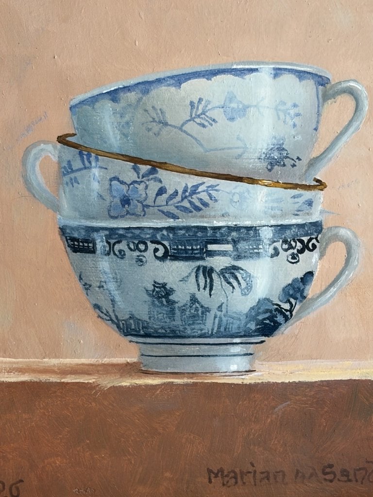 Marian van der Sanden, stilleven met Chinese kopjes, Ophalen