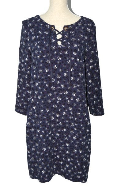 Vanilia, Madonna jurk, flower dot, blauw, Mt. 38 / M, Kleding | Dames, Maat 38/40 (M), Vanilia, Zo goed als nieuw, Boven de knie
