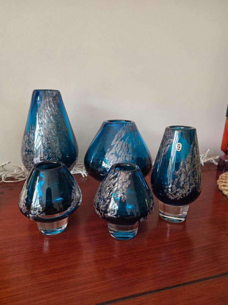 blauwe glazen vazen Schott Zwiebel Florida, Antiek en Kunst, Ophalen of Verzenden