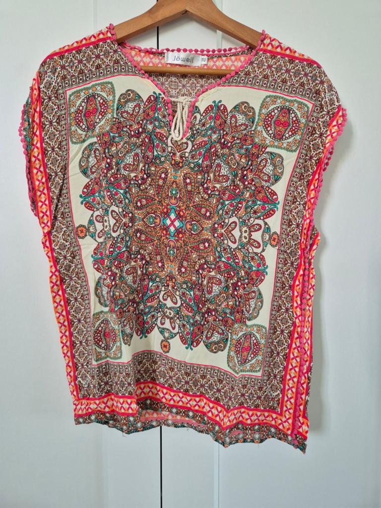 Jöwell Boho Top Maat M - Kleurrijk met Pompons, Kleding | Dames, Tops, Zo goed als nieuw, Maat 38/40 (M), Overige kleuren, Ophalen of Verzenden