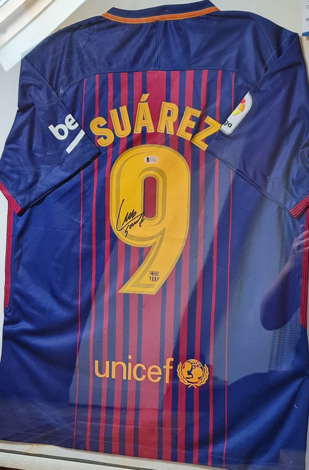 gesigneerd luis suarez barcelona shirt met beckett COA, Maat XL, Ophalen of Verzenden, Shirt