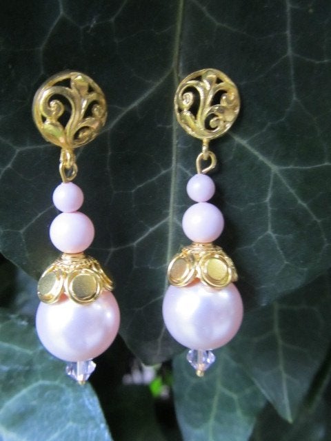 Oorbellen Lilly-Rose swarovski parels-kristal steker goud, Sieraden, Tassen en Uiterlijk, Oorbellen, Nieuw, Roze, Knopjes of Stekers