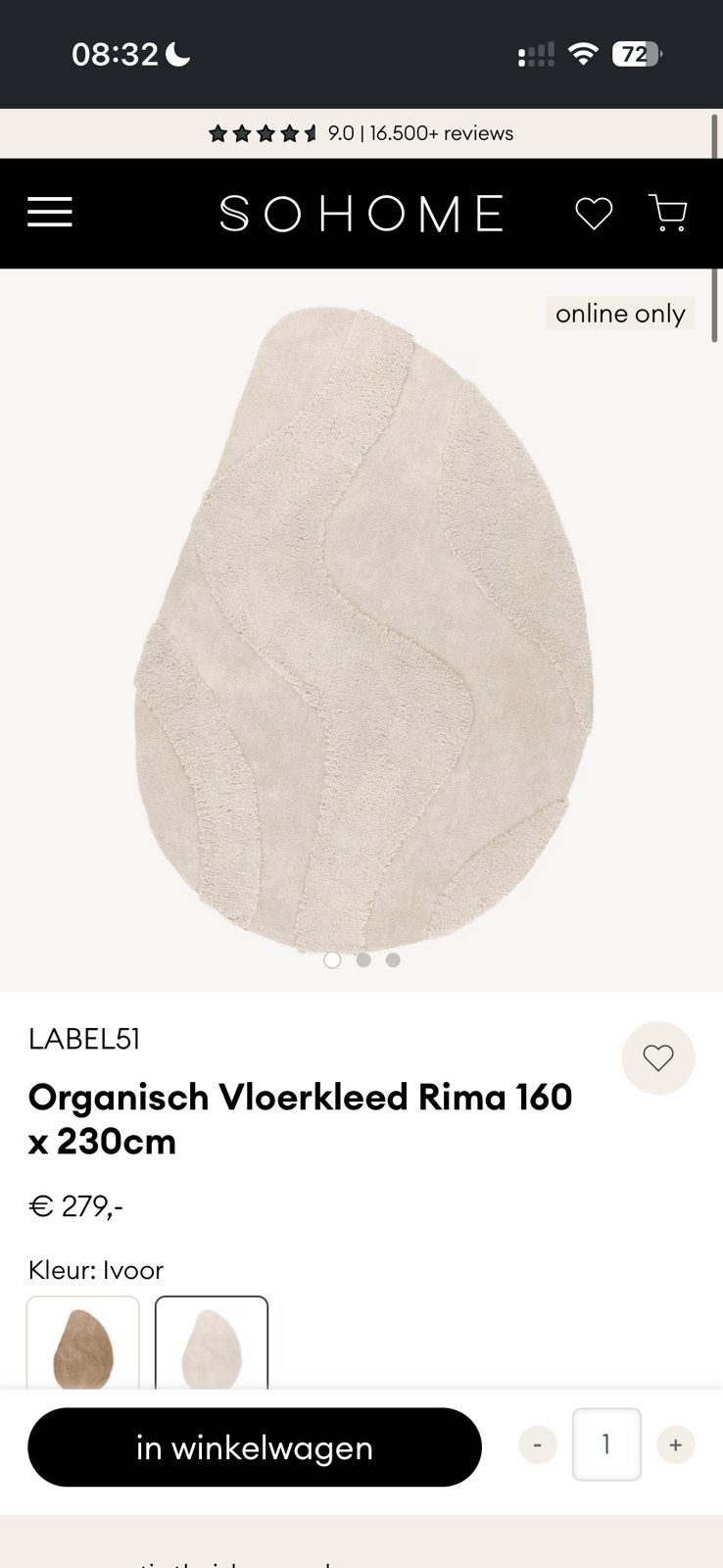 Foto 4 van Crème Vloerkleed met Organische Vorm