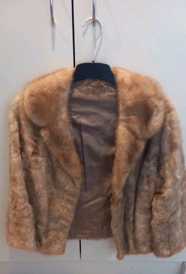 Korte Bontjas Dames - Zo goed als nieuw - Maat XS/S, Kleding | Dames, Ophalen, Zo goed als nieuw, Maat 34 (XS) of kleiner, Bruin