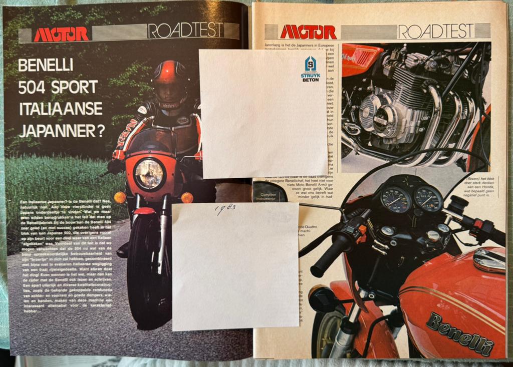 Test 1979 Benelli 504 Sport, Verzenden, Zo goed als nieuw, Motoren