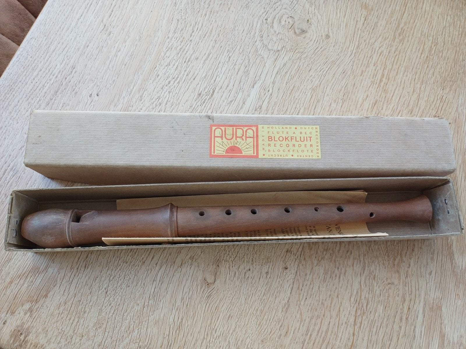 Vintage Aura Blokfluit - Made in Holland, Ophalen, Gebruikt, Overige typen, Met koffer, hoes of etui