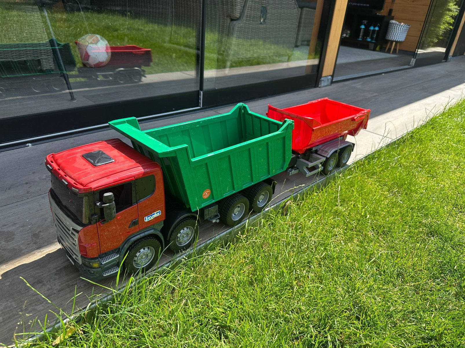Bruder Scania vrachtauto U03550 met kiep aanhanger, Ophalen, Gebruikt