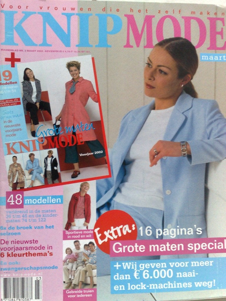 3 x Knipmode uit jaargang 2002, Verzenden, Gebruikt, Vrouw, Knipmode