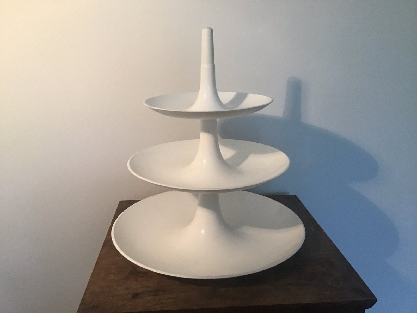 Vintage witte etagere - 3 lagen - Kunststof, Vintage, Gebruikt, Kunststof, Ophalen of Verzenden