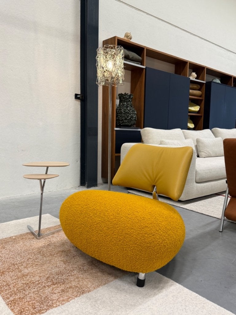 Nieuw Leolux Pallone Fauteuil geel stof leer Stoel
