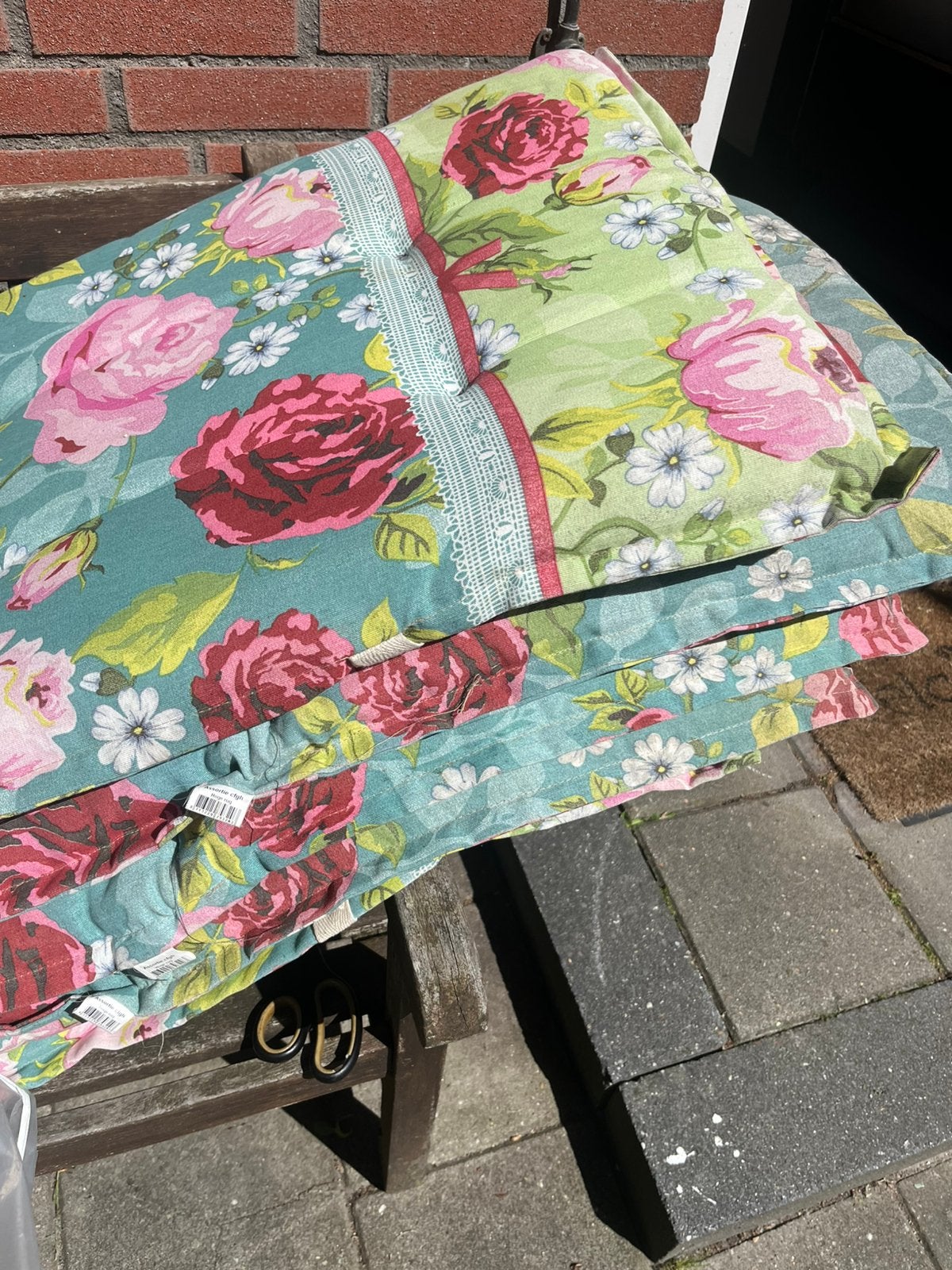 Vrolijk tuinstoel kussen, Tuin en Terras, Tuinmeubel-accessoires, Ophalen of Verzenden, Zo goed als nieuw