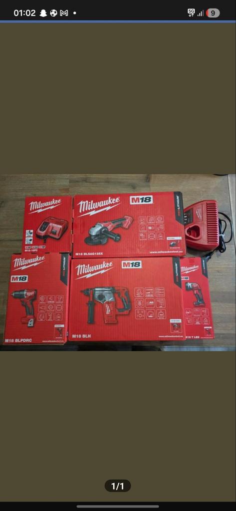 Milwaukee M18 Gereedschapset: Boormachine, Haakse Slijper, B, 600 watt of meer, Overige typen, Nieuw, Ophalen of Verzenden