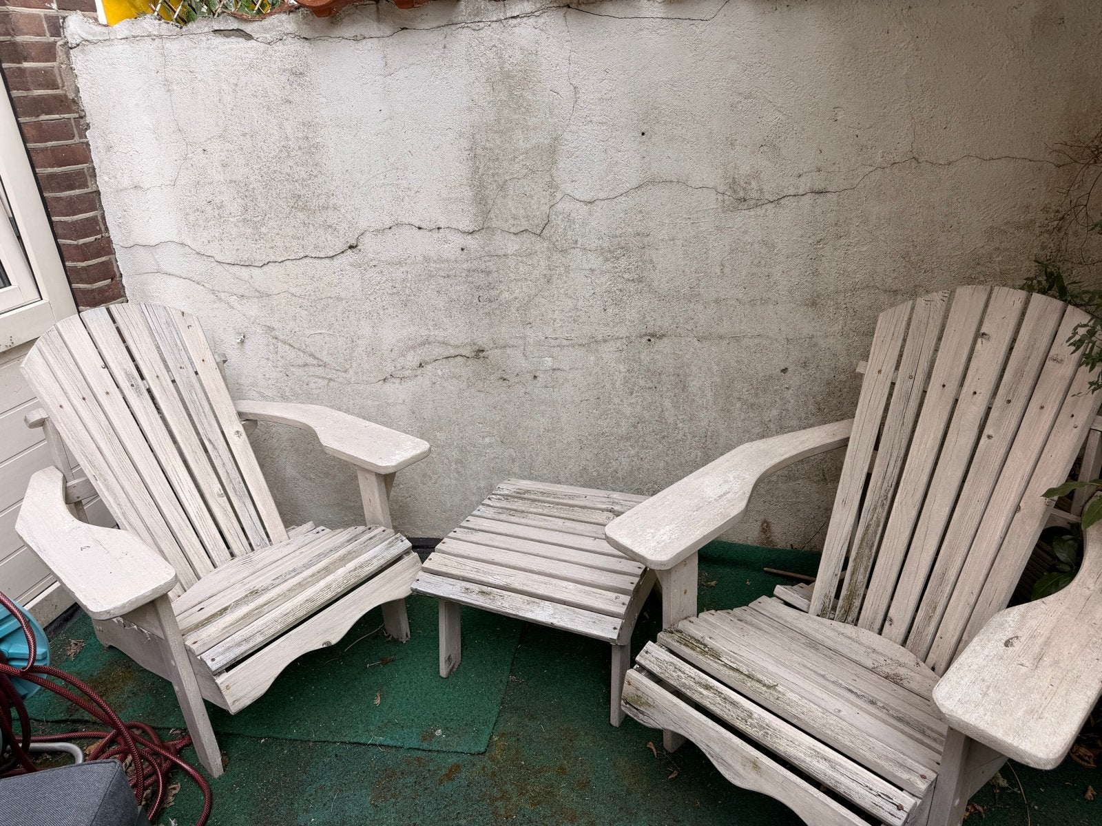 Adirondack stoelen set met bijzettafel, Ophalen, Gebruikt, Hout