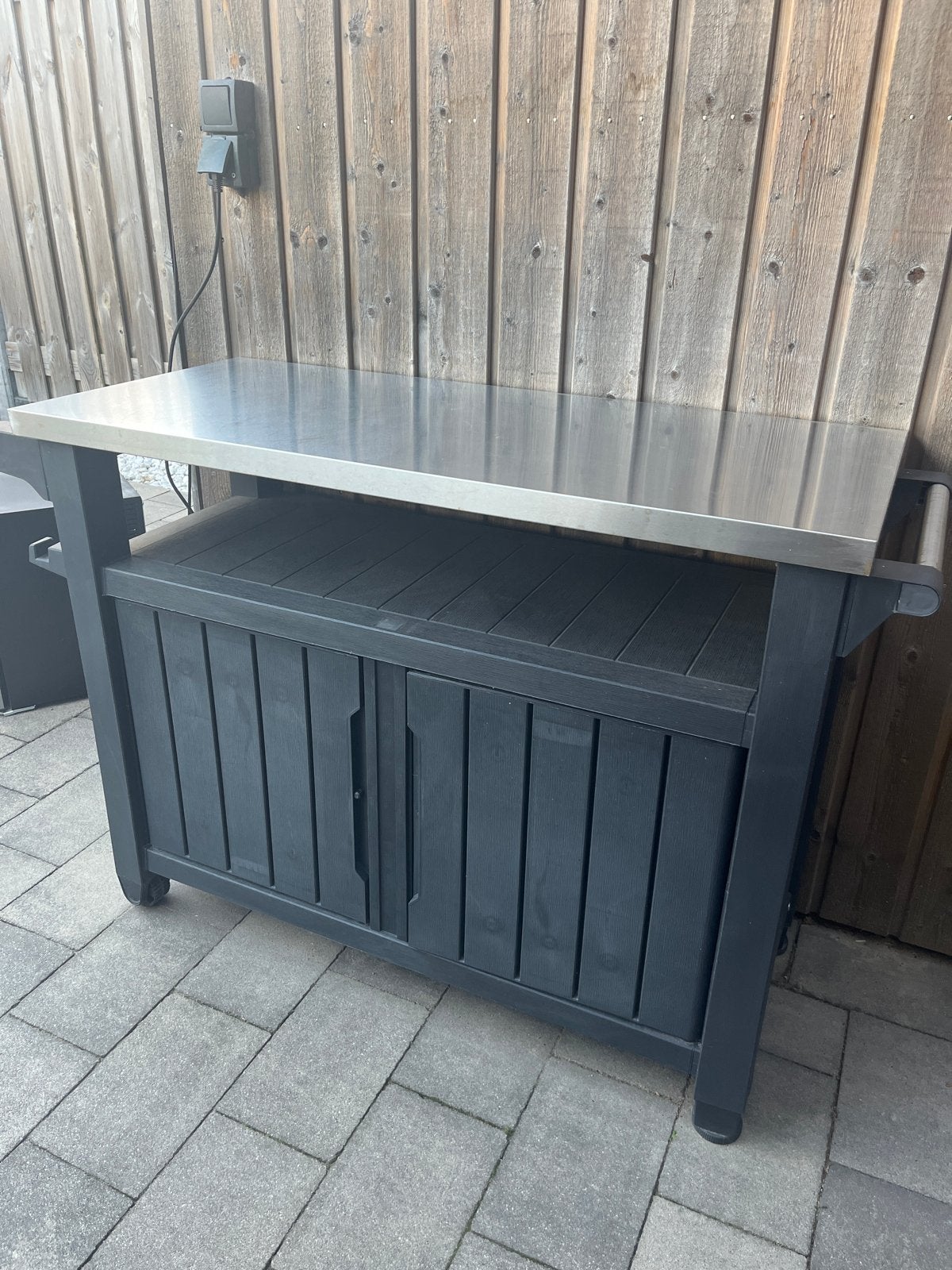 Buitenkeuken / Werktafel met RVS blad en opbergruimte, Ophalen of Verzenden, Gebruikt, Vrijstaand