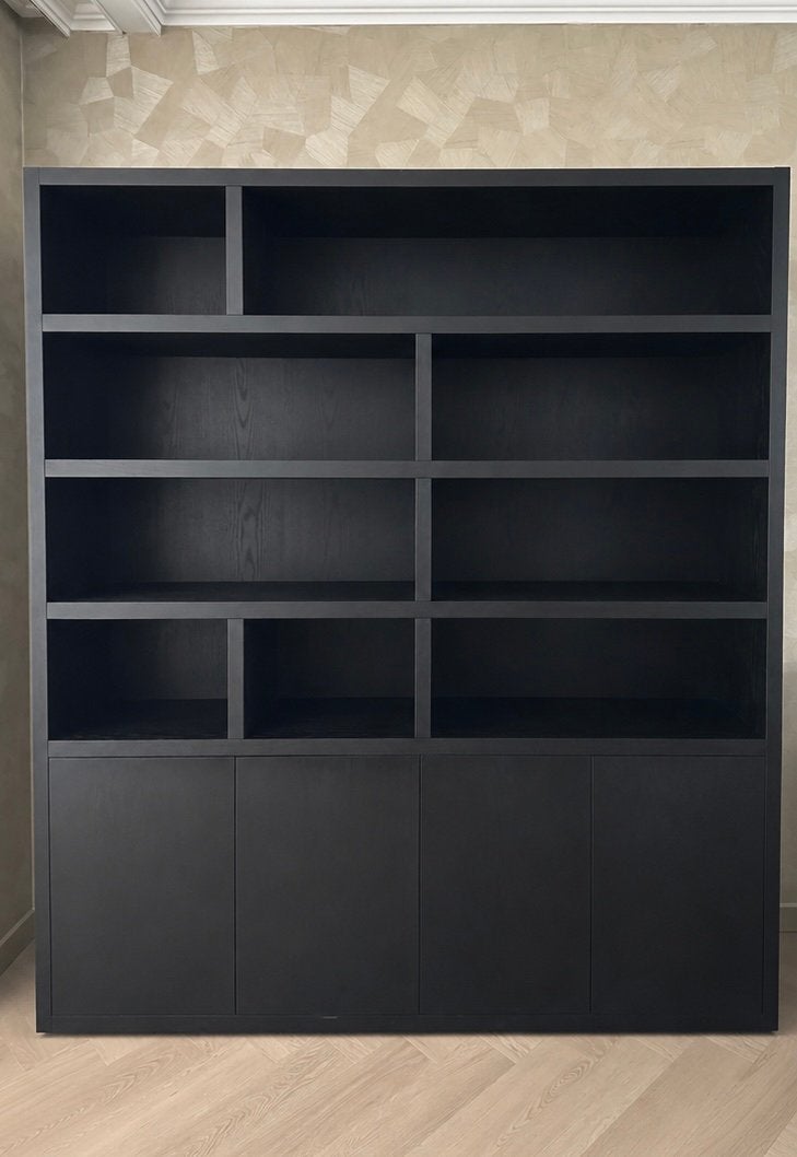 Goossens buffetkast zwart eiken Barcelona - moet weg!, Huis en Inrichting, Ophalen, Zo goed als nieuw, 25 tot 50 cm, 200 cm of meer