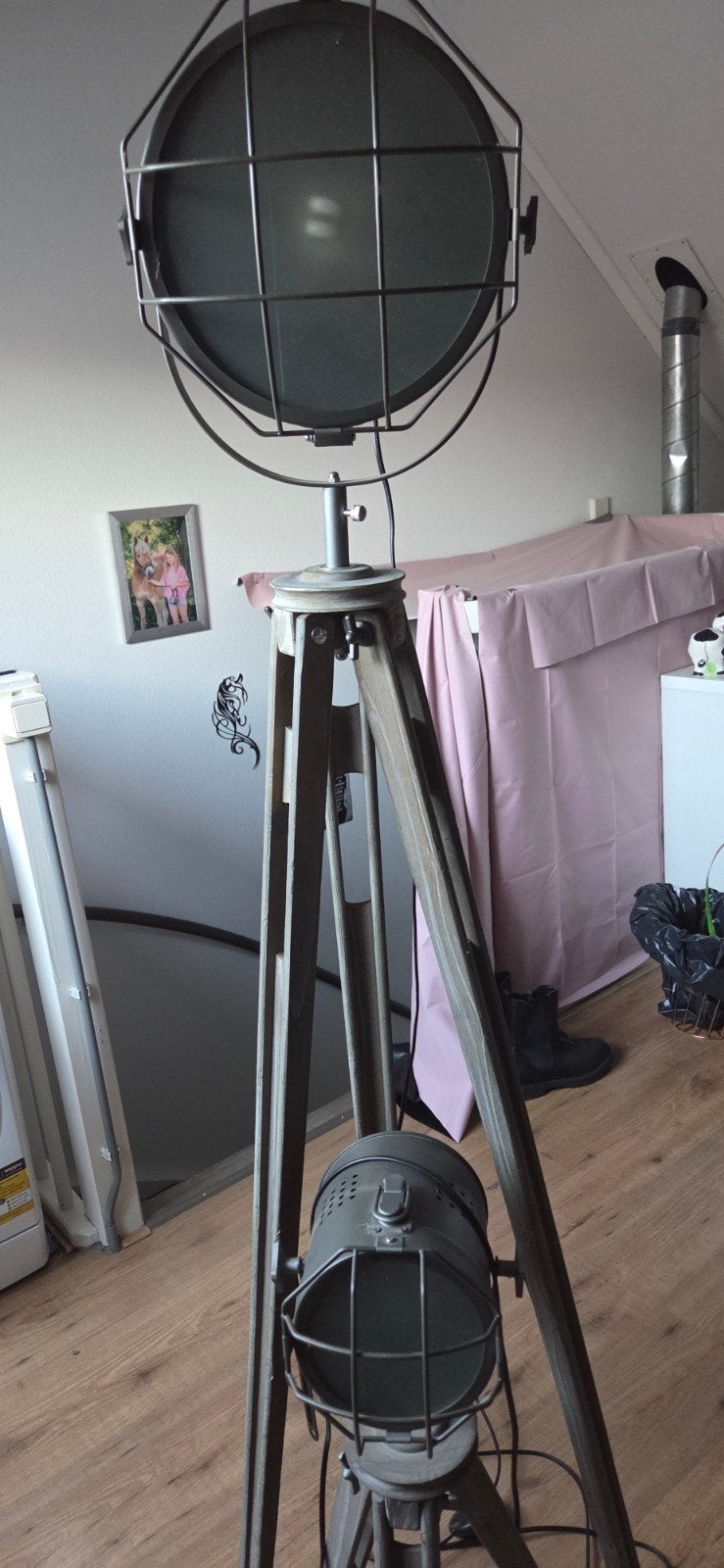 Set van 2: Industriële Vloerlamp en tafellamp set van 2, Huis en Inrichting, Ophalen, Nieuw, Hout, 150 tot 200 cm