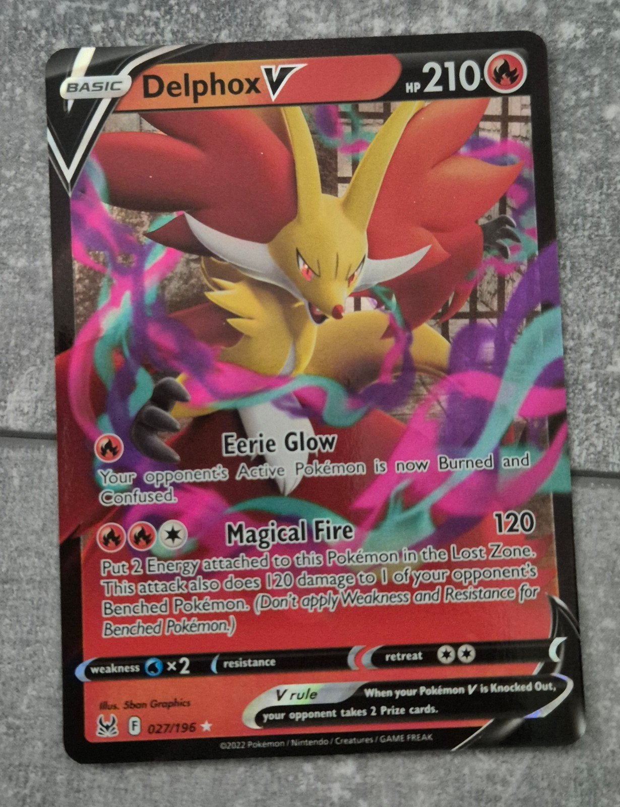 Delphox V - 027/196 - Lost Origin - Pack Fresh NM, Ophalen of Verzenden, Nieuw, Losse kaart