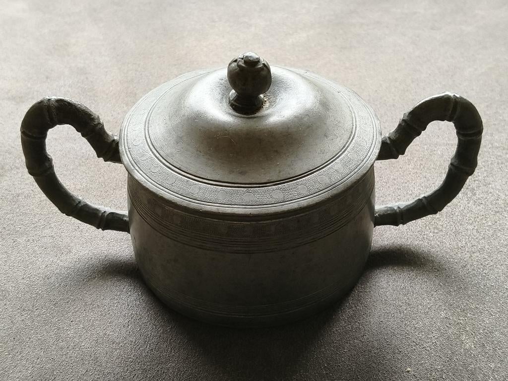 Chinees antiek tinnen suikerpot met deksel, Antiek en Kunst, Ophalen of Verzenden