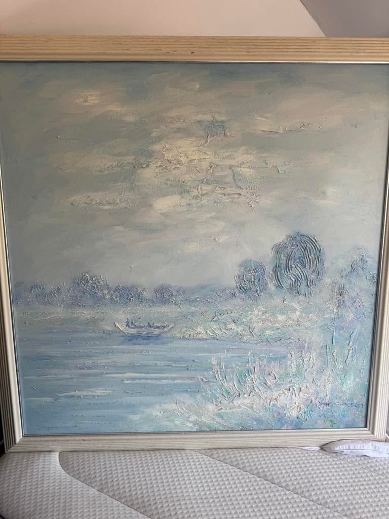 Schilderij in pasteltinten, gekocht in galerie, Antiek en Kunst, Kunst | Schilderijen | Klassiek, Ophalen