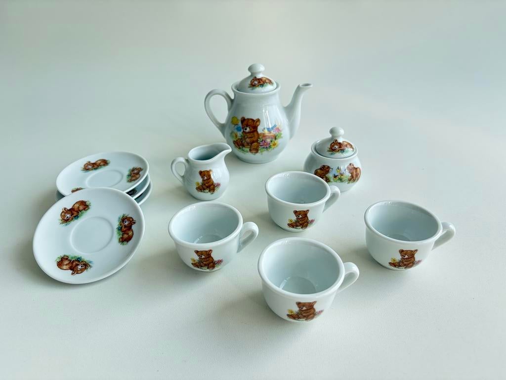 Douwe Egberts kinderservies "Beren" compleet, Ophalen of Verzenden, Zo goed als nieuw, Porselein, Compleet servies