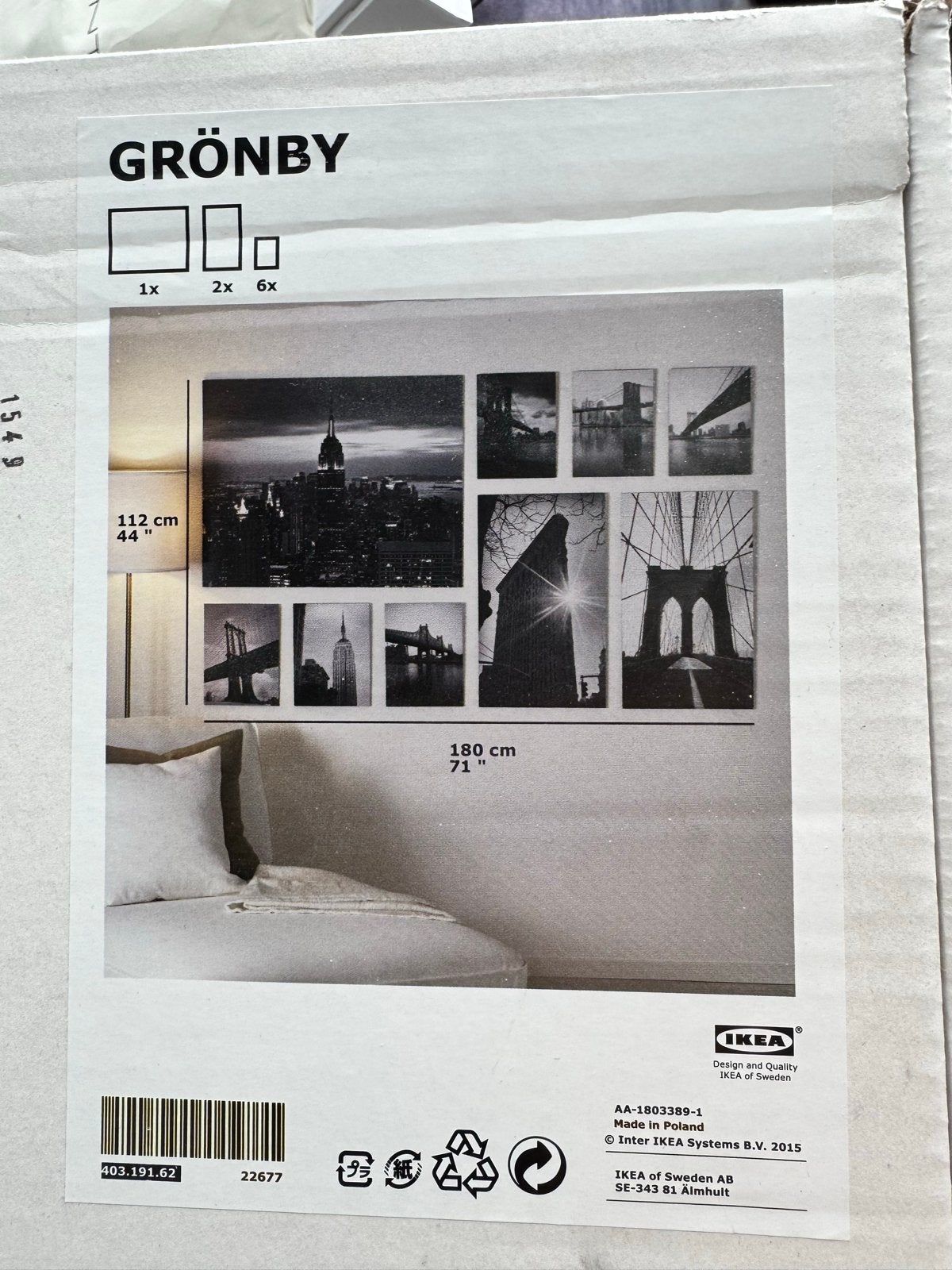 IKEA GRÖNBY Fotolijstenset NEW YORK CITY, Ophalen, Oorspronkelijke maker, Nieuw, 125 cm of meer
