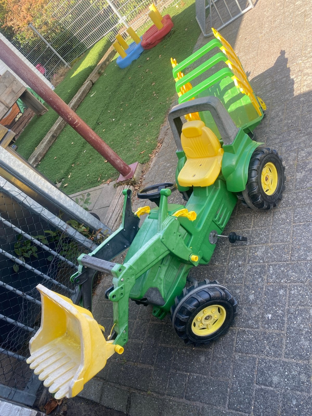 John Deere traptractor met voorlader en aanhanger, Ophalen, Gebruikt, Trapvoertuig