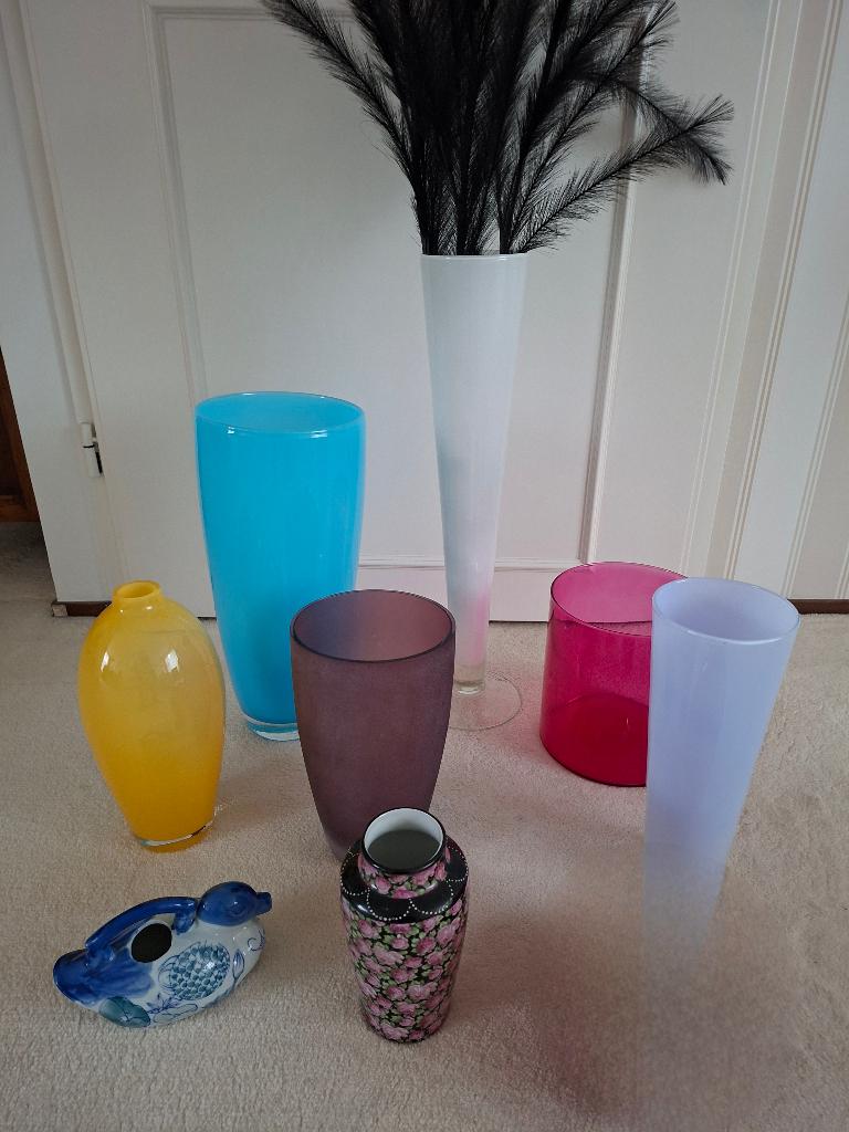 Vazen glas en aardewerk, oude en nieuwe vazen, Ophalen of Verzenden, Zo goed als nieuw, Overige kleuren, Glas