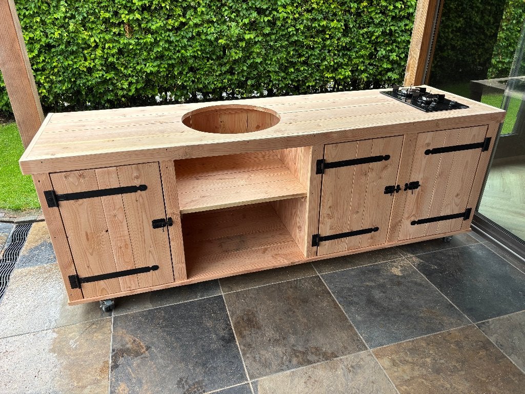 Unieke kwaliteit buitenkeuken BBQ meubel van douglashout, Tuin en Terras, Ophalen, Nieuw, Houtskool